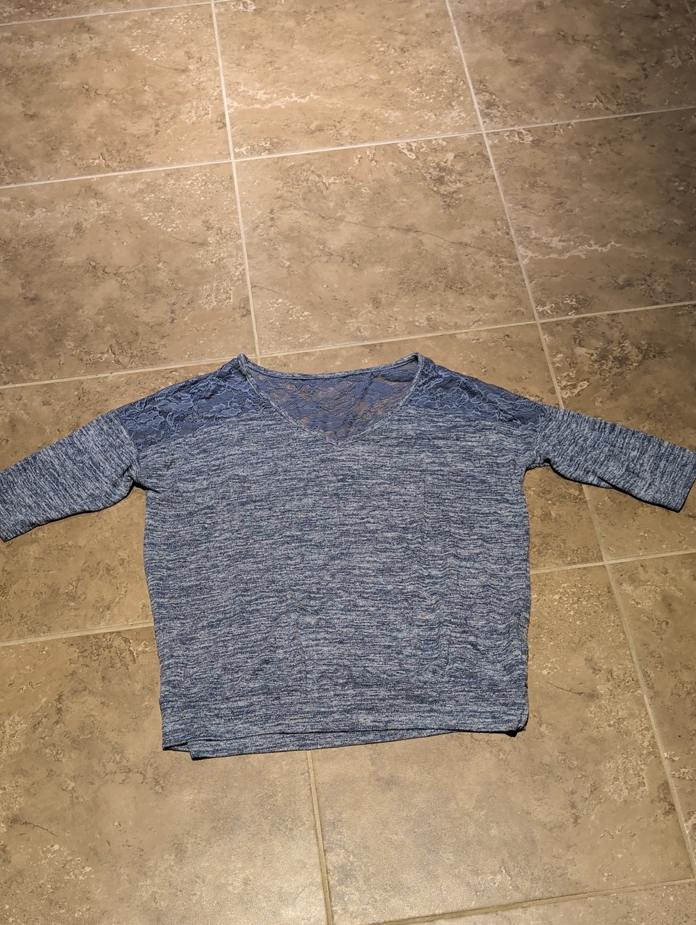 torrid Heathered Blue Lace-Trim V-Neck Sweater Top